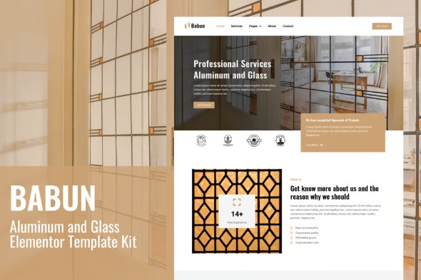 Babun  – Aluminum and Glass Installation and Repair Services Elementor Template Kits