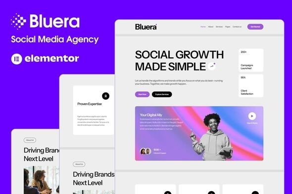 Bluera 1.0 – Social Media Agency Elementor Template Kit