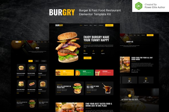 Burgry 1.0 – Burger & Fast Food Restaurant Elementor Template Kit