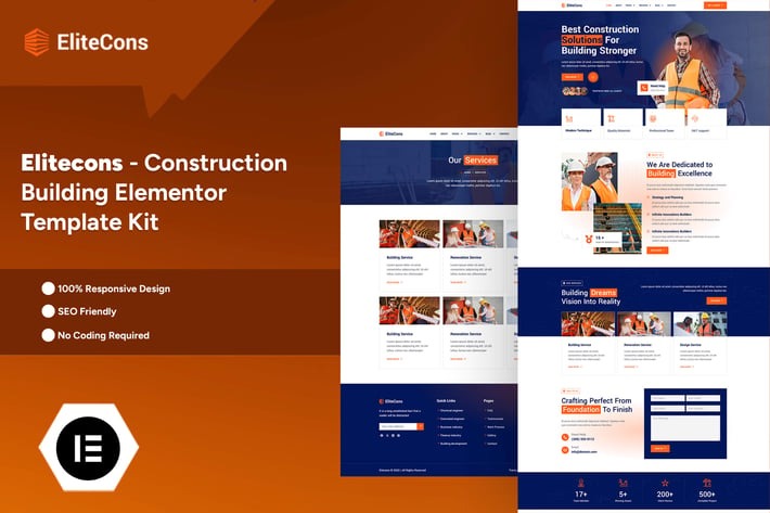 Elitecons 1.0 – Construction Building Elementor Pro Template Kit