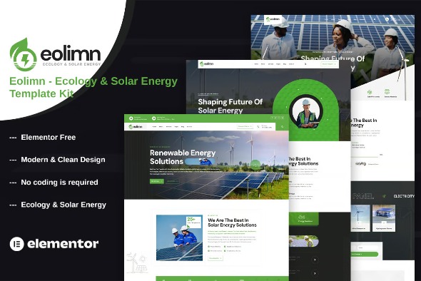 Eolimn  – Ecology & Solar Energy Elementor Template Kits