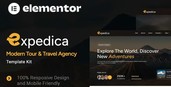 Expedica 1.0 – Modern Tour & Travel Agency Elementor Template Kit