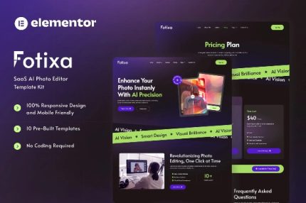 Fotixa - SaaS AI Photo App Website Elementor Template Kits