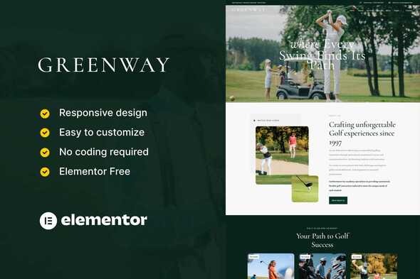 GreenWay 1.0 – Golf Club & Course Elementor Template Kit