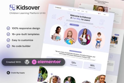Kidsover - Children’s Learning Platform Elementor Template Kit