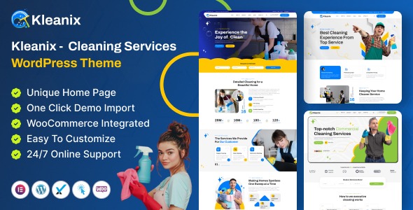 Kleanix 1.0 – Cleaning Service WordPress Theme