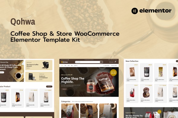 Qohwa 1.0 – Coffee Shop & Store Ecommerce Elementor Pro Template Kit