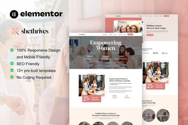 SheThrives 1.0 – Feminine Business Elementor Pro Template Kit
