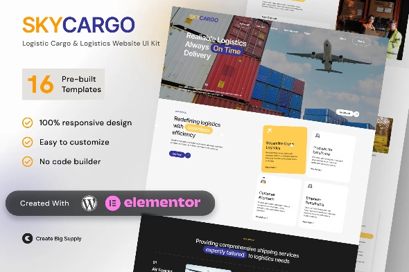 Skycargo  – Logistic Cargo & Logistics Elementor Template Kits