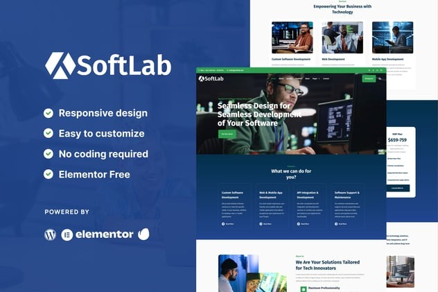 SoftLab 1.0 – Technology & Software SaaS Elementor Pro Template Kit