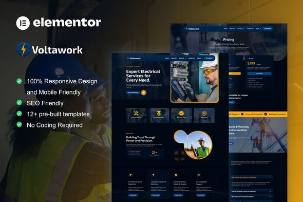 VoltaWork 1.0 – Electrical Service Elementor Template Kit