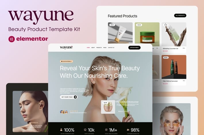 Wayune 1.0 – Beauty Care Product Elementor Template Kit