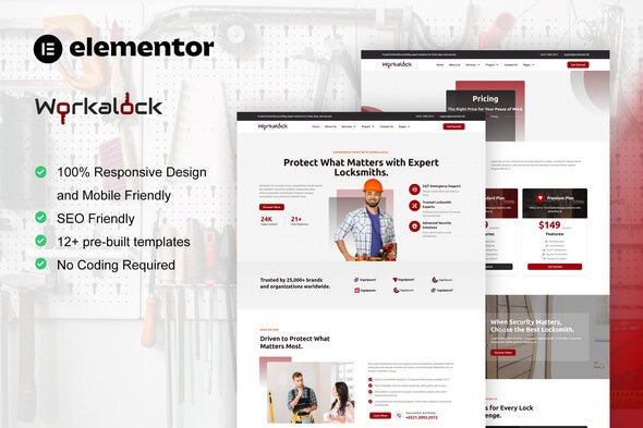 WorkaLock  – Locksmith & Key Maker Service Elementor Pro Template Kits