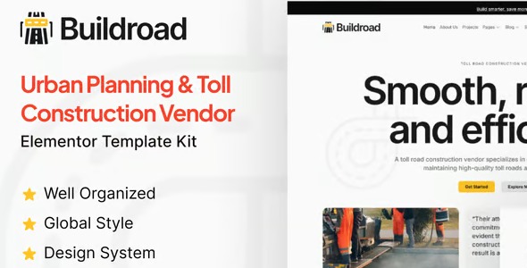 Buildroad 1.0 – Urban Planning & Toll Contractor Elementor Template Kit