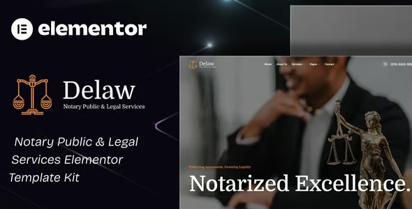 Delaw 1.0 – Notary Public & Legal Services Elementor Template Kit