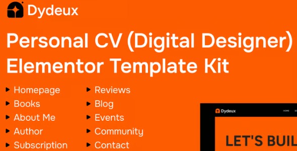 Dydeux  – Personal CV Elementor Pro Template Kit