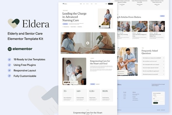 Eldera 1.0 – Elderly & Senior Care Elementor Template Kit