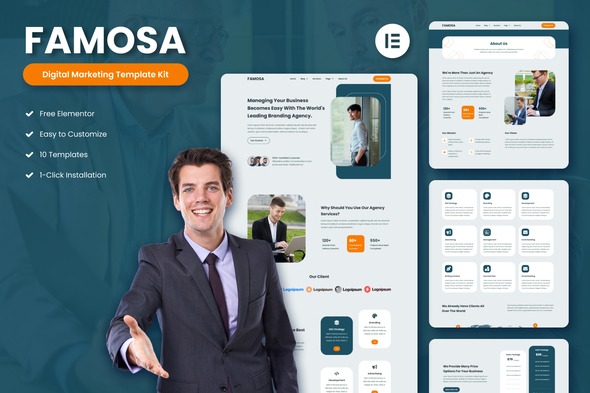 Famosa 1.0 – Digital Marketing Agency Elementor Template Kit