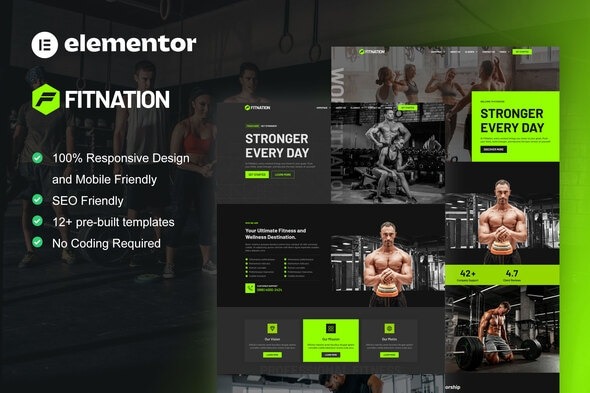 FitNation 1.0 – Gym & Fitness Elementor Template Kit