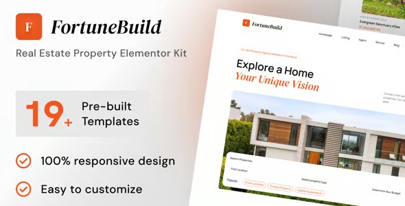 FortuneBuild 1.0 – Real Estate Property Elementor Template Kit