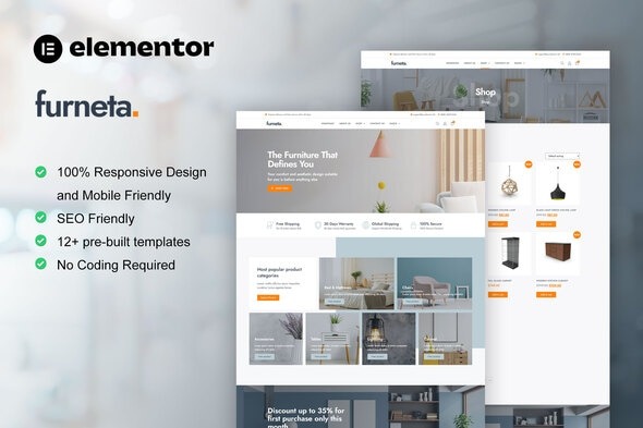 Furneta  – Furniture Shop Elementor Template Kit