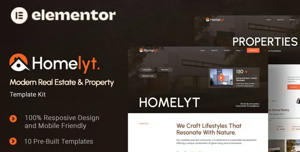Homelyt  – Modern Real Estate & Property Elementor Template Kit