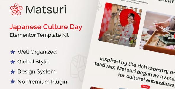 Matsuri 1.0 – Japanese Culture Day Elementor Template Kit