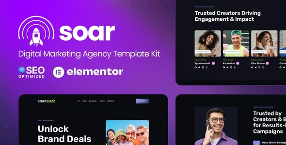 SoarBuzz 1.0 – Influencer Agency Elementor Template Kit