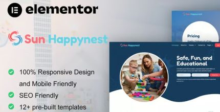 SunHappynest - Kindergarten & Child Care Elementor Pro Template Kit