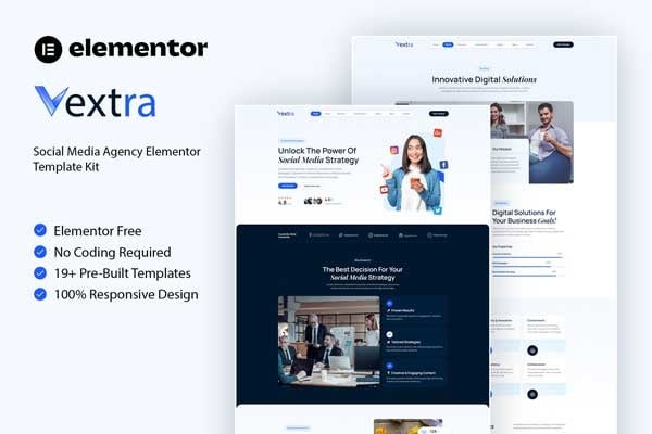 Vextra 1.0 – Social Media Agency Elementor Template Kit