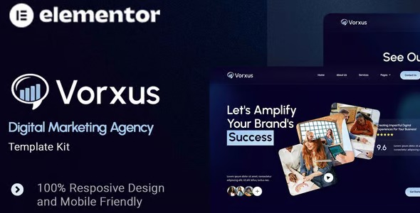 Vorxus 1.0 – Digital Marketing Agency Elementor Template Kit