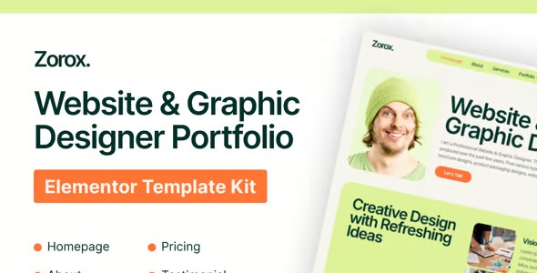 Zorox 1.0 – Personal CV Elementor Pro Template Kit