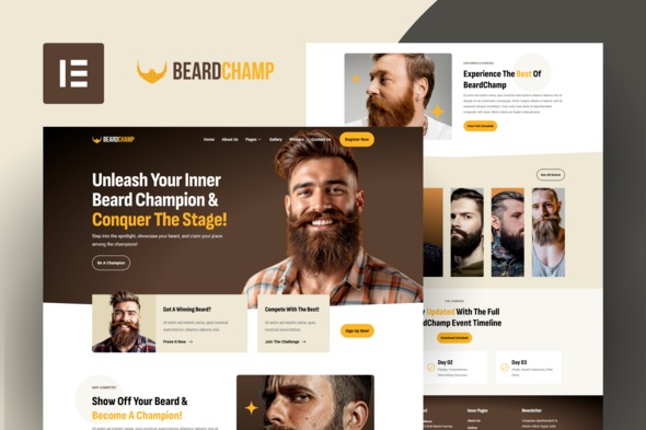 BeardChamp  – Beard & Mustache Competition Elementor Template Kit