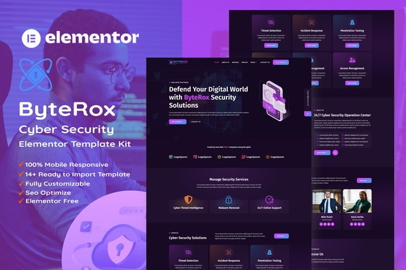 ByteRox 1.0 – Cyber Security Elementor Template Kit
