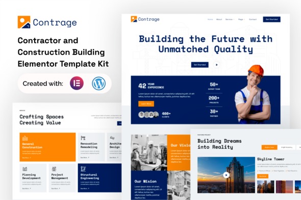 Contrage 1.0 – Contractor and Construction Building Elementor Template Kit