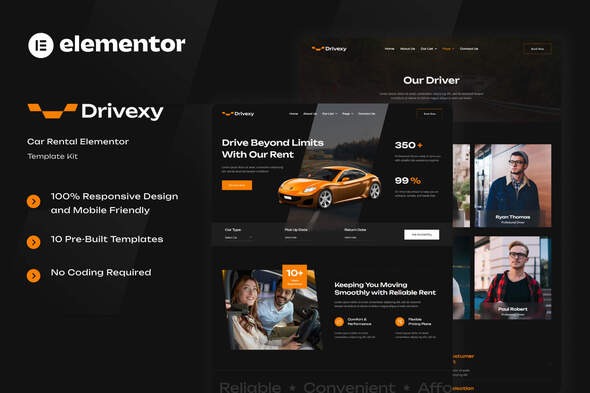 Drivexy  – Car Rental Elementor Template Kit
