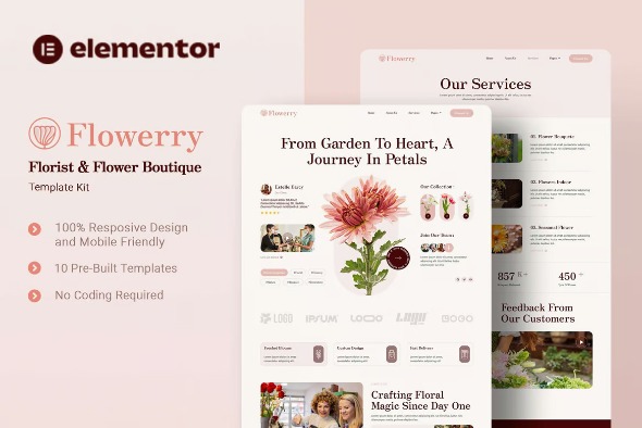 Flowerry  – Florist & Flower Boutique Elementor Template Kit