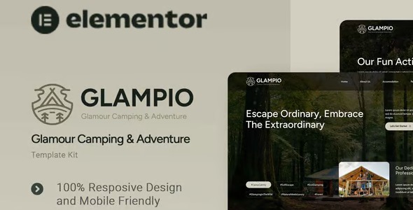 Glampio 1.0 – Glamour Camping & Adventure Elementor Template Kit