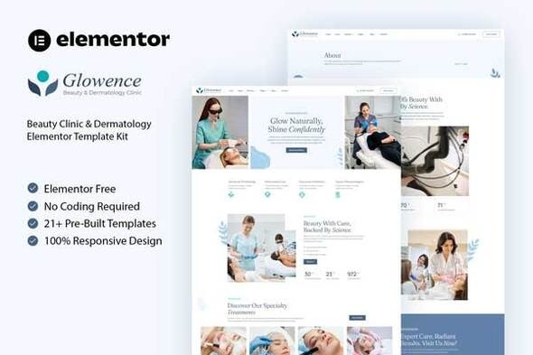 Glowence  – Beauty Clinic & Dermatology Elementor Template Kit