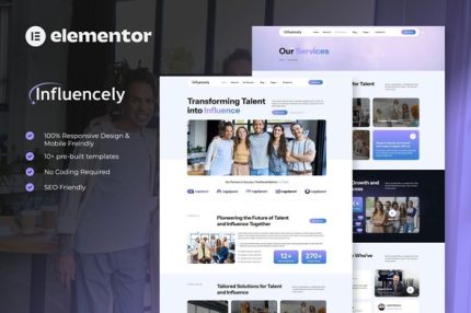 Influencely - Influencer & Talent Agency Elementor Template Kit