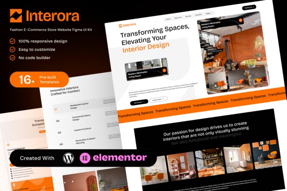 Interora 1.0 – Interior Design Portfolio Elementor Template Kit