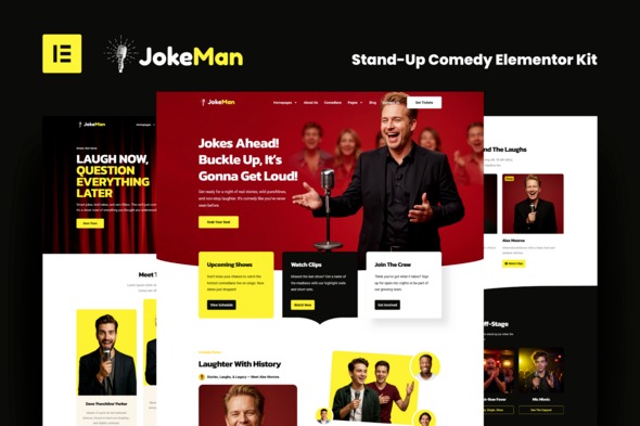 JokeMan  – Stand-Up Comedy Elementor Pro Template Kit