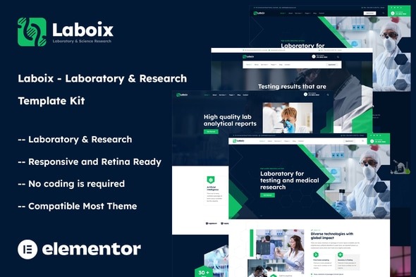 Laboix  – Laboratory & Research Elementor Template Kit