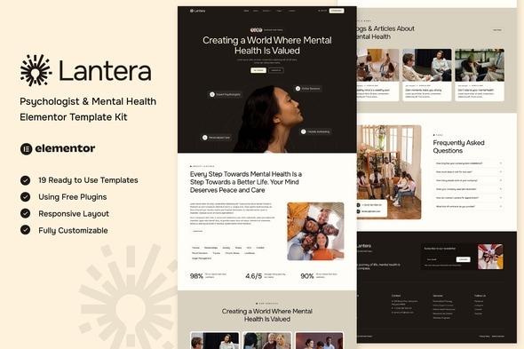 Lantera 1.0 – Psychologist & Mental Health Elementor Template Kit