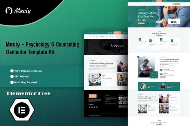 Meciy  – Psychology & Counseling Elementor Template Kit