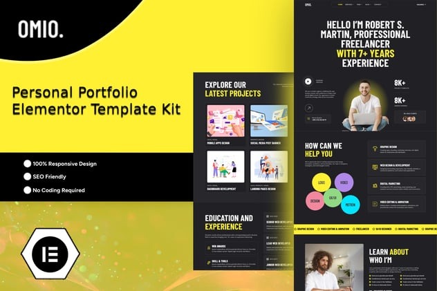 Omio  – Modern Personal Portfolio Elementor Template Kit