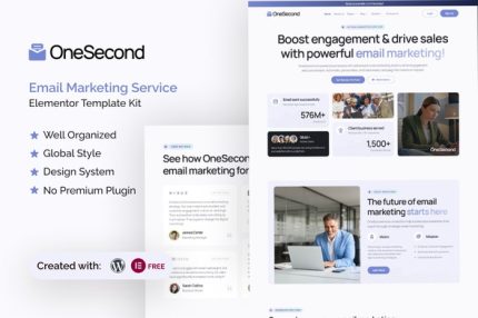 OneSecond - Email Marketing Service Elementor Template Kit