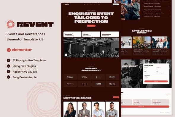 Revent  – Events & Conferences Elementor Template Kit
