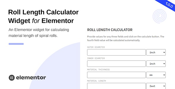 Roll Length Calculator Widget for Elementor 1.0.0
