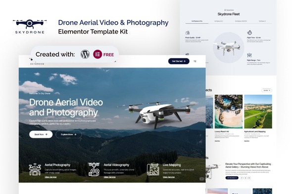 Skydrone 1.0 – Drone Aerial Video & Photography Elementor Template Kit